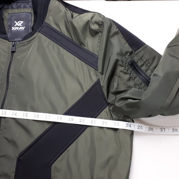 XRay Green Black Colour Block Bomber Jacket - Picture 5 of 16